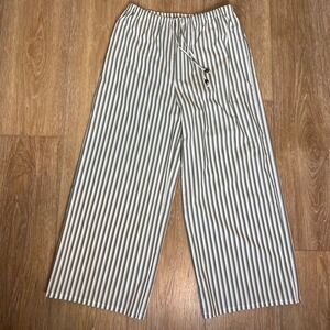 Christian Lacroix Striped Wide Leg Pants Women's Size S Drawstring Waist